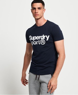 Superdry Core Sport Graphic Férfi Pólók Sötétkék | CFLDG4713